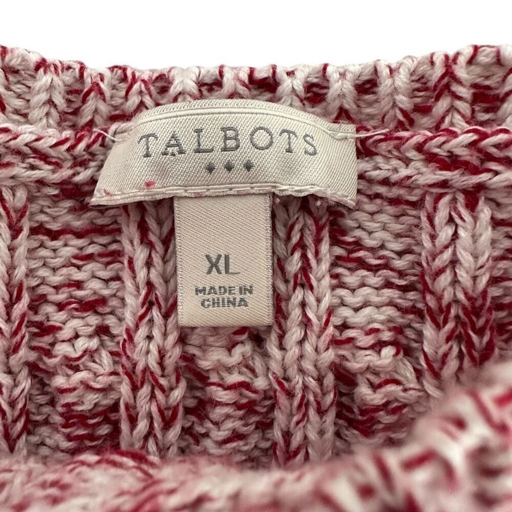 Talbots XL Red Ombre Colorblock Sweater Cotton Pullover - Picture 3 of 5